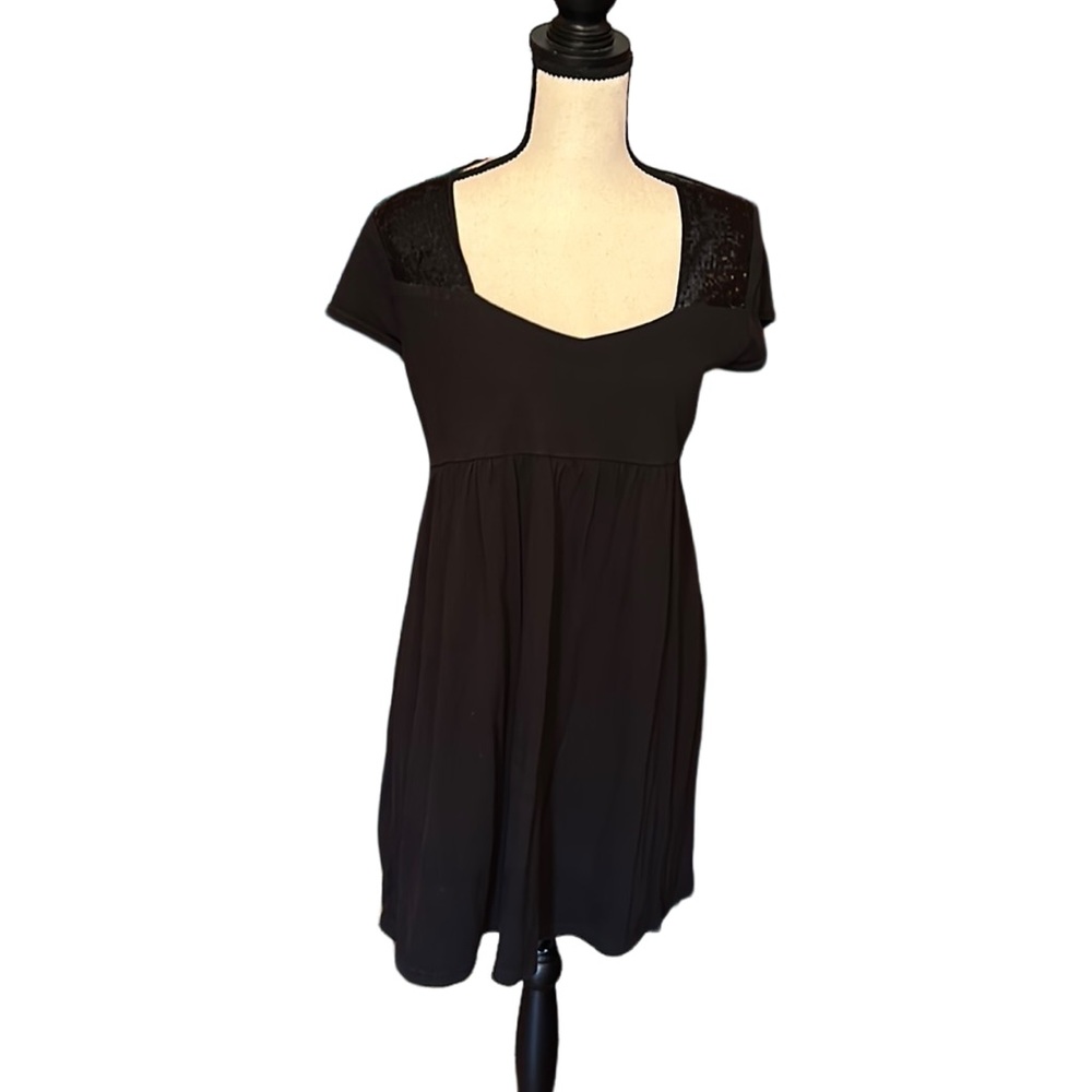 💜💜 Cute Little Knit Dress Black with Sequins Ladies Size L